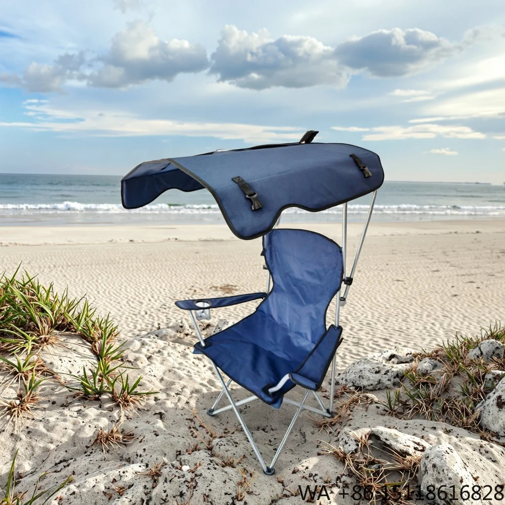 Portable Lightweight Fishing Chair with Canopy Shade and Cup Holder Modern Design for Camping and Beach Use