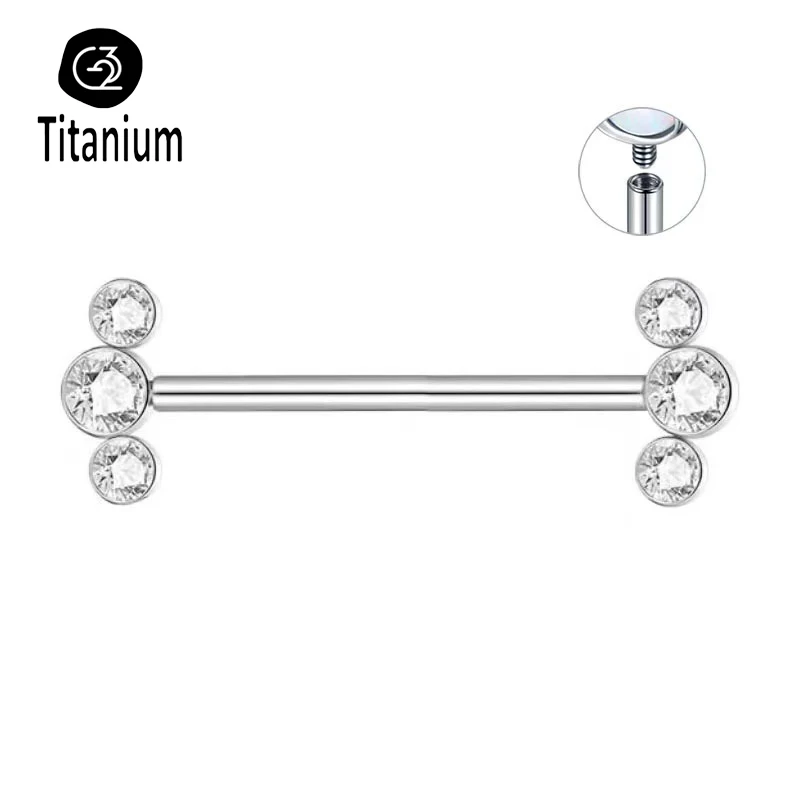 

ASTM F136 G23 Titanium Nipple Piercing Jewelry CZ Bezel Tongue Ring Nipple Bars Piercing for Breasts Sexy Piercing for Women 14G
