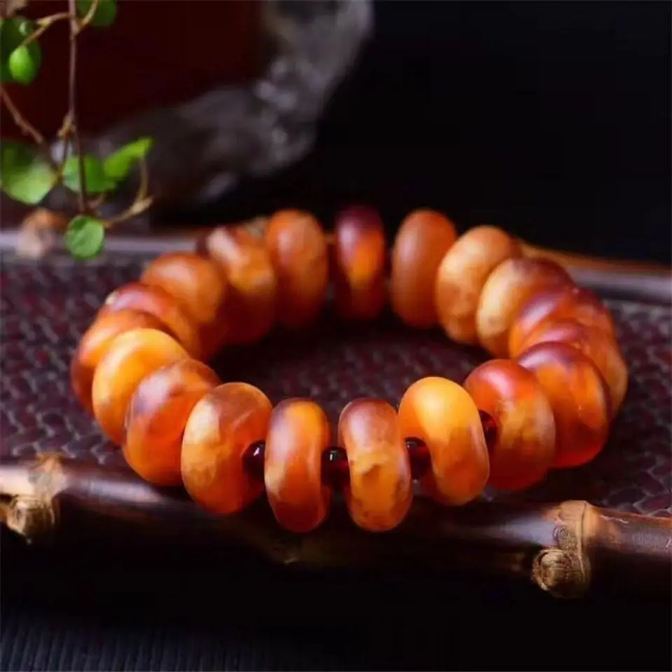 

Natural Amber Bracelet Old Beeswax Bangle Men Women Healing Gemstone Fine Jewelry Genuine Baltic Butter Amber Beads Bracelets