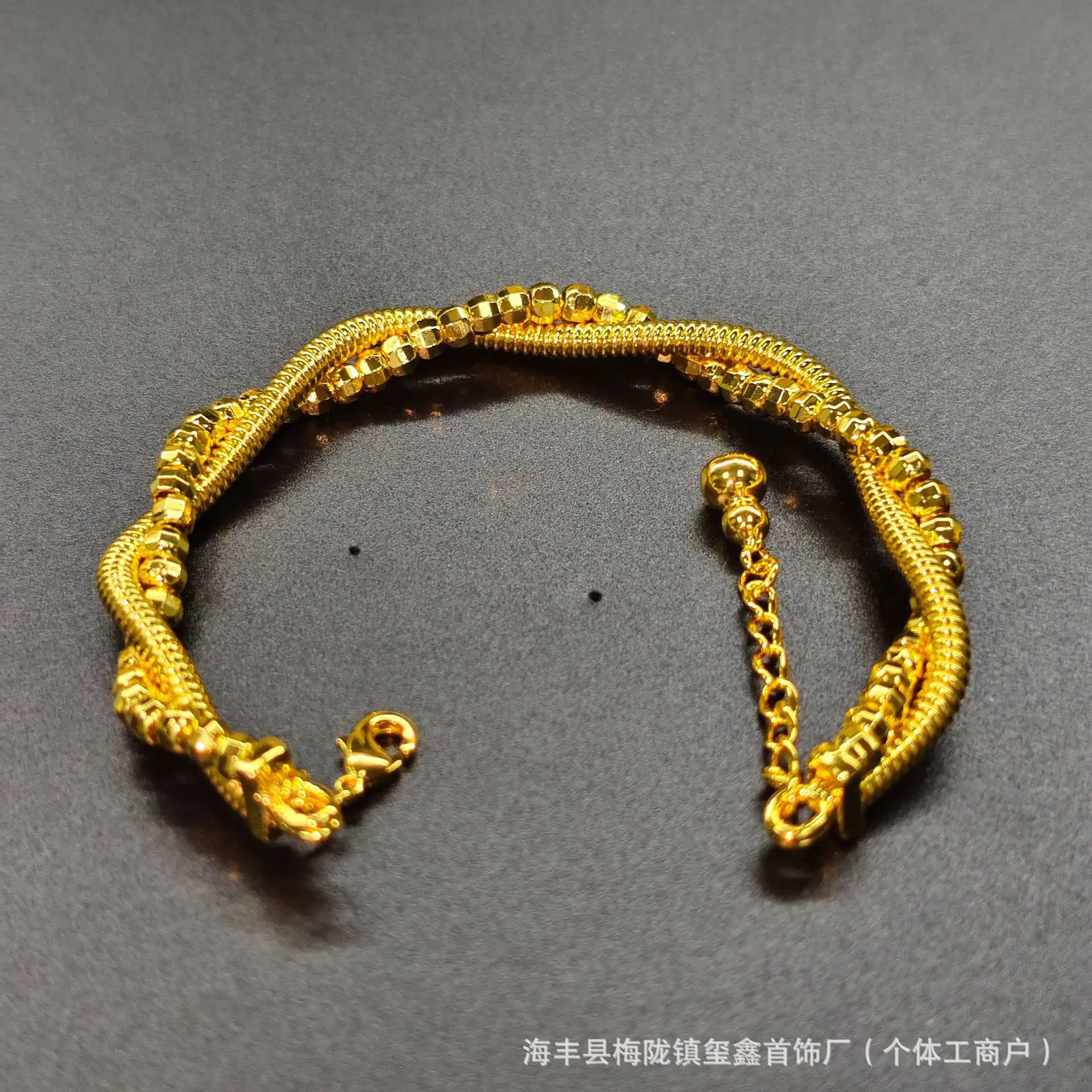 Luxury 24K 9999 Pure Gold real gold Women's Spring Bracelet Wrapped Beaded Laser Beaded Bracelet