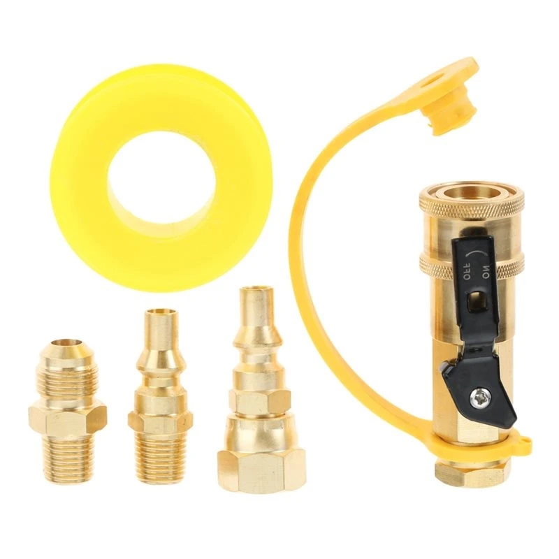 A95E-Full Flowing Plug 3/8Inch Male Flared Fitting 5Pcs 1/4Inch For RV Quick Connect Propane Adapter Shutoff Valve For RV Parts