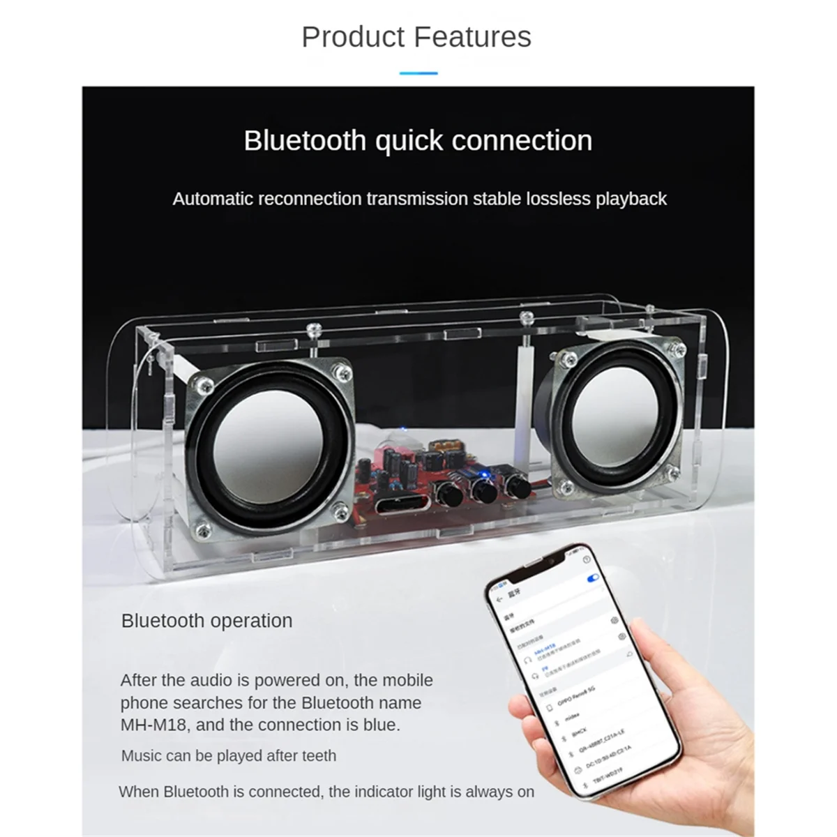Y45A-DIY Kit Speaker Bluetooth USB Mini Home Stereo Sound Amplifier Kit Elektronik DIY untuk Latihan Penyolderan Tanpa Cangkang