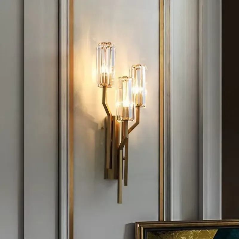 Light Post-Modern Golden Glass Wall Lamp for Hotel Villa Lobby Wall Lighting for Living Room Aisle Corridor view 6