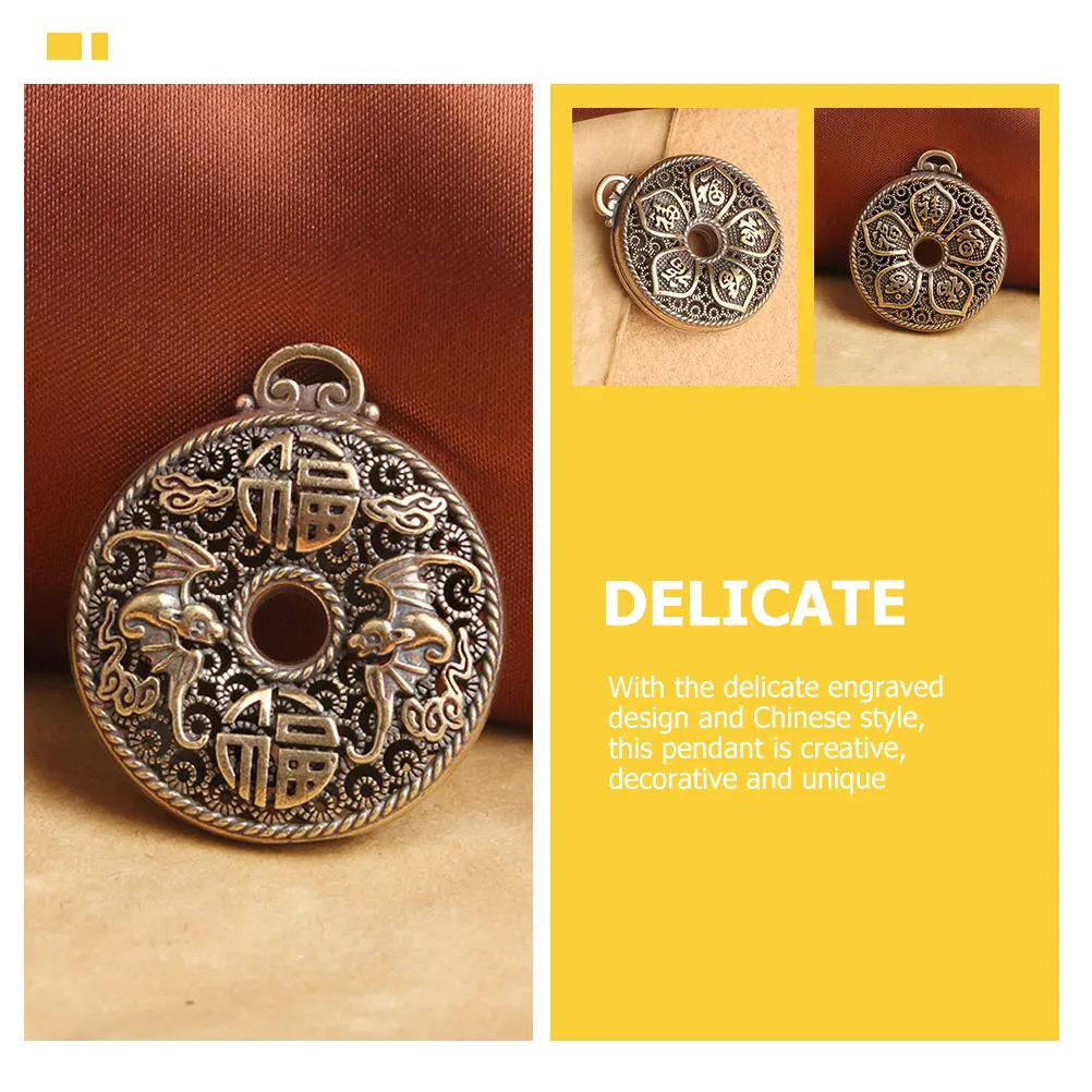 

4pcs Hollow Nafu Pendant Keychain Adorn New Year Charm Wallet Necklace Brass Hanging nament Chinese Style Keyring