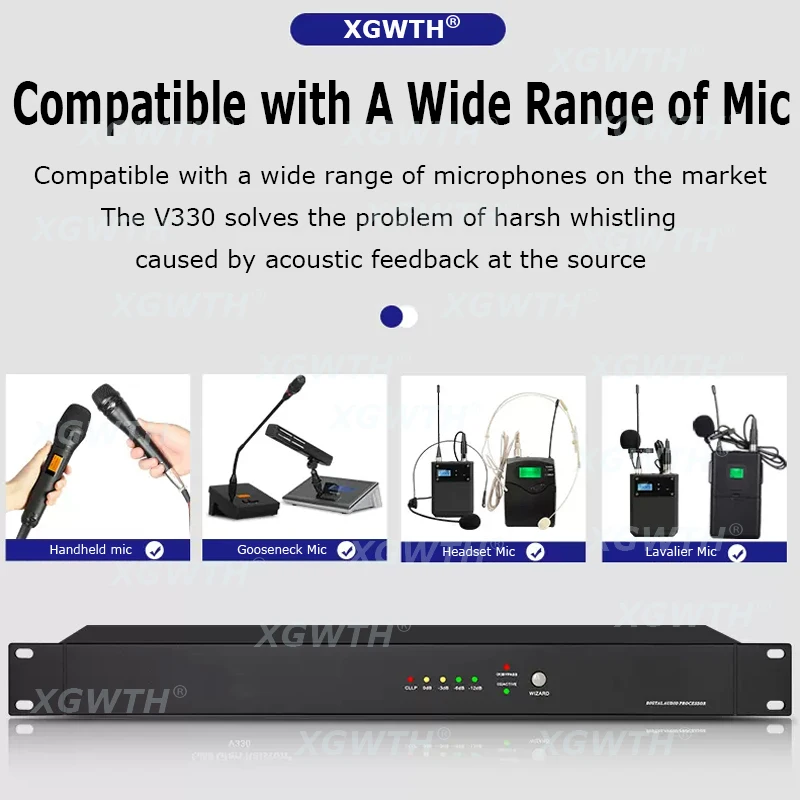 Inteligente automático um supressor de feedback chave, Anti-assobio, desempenho Conferência, microfone, DJ, Digital Frequency Shifter
