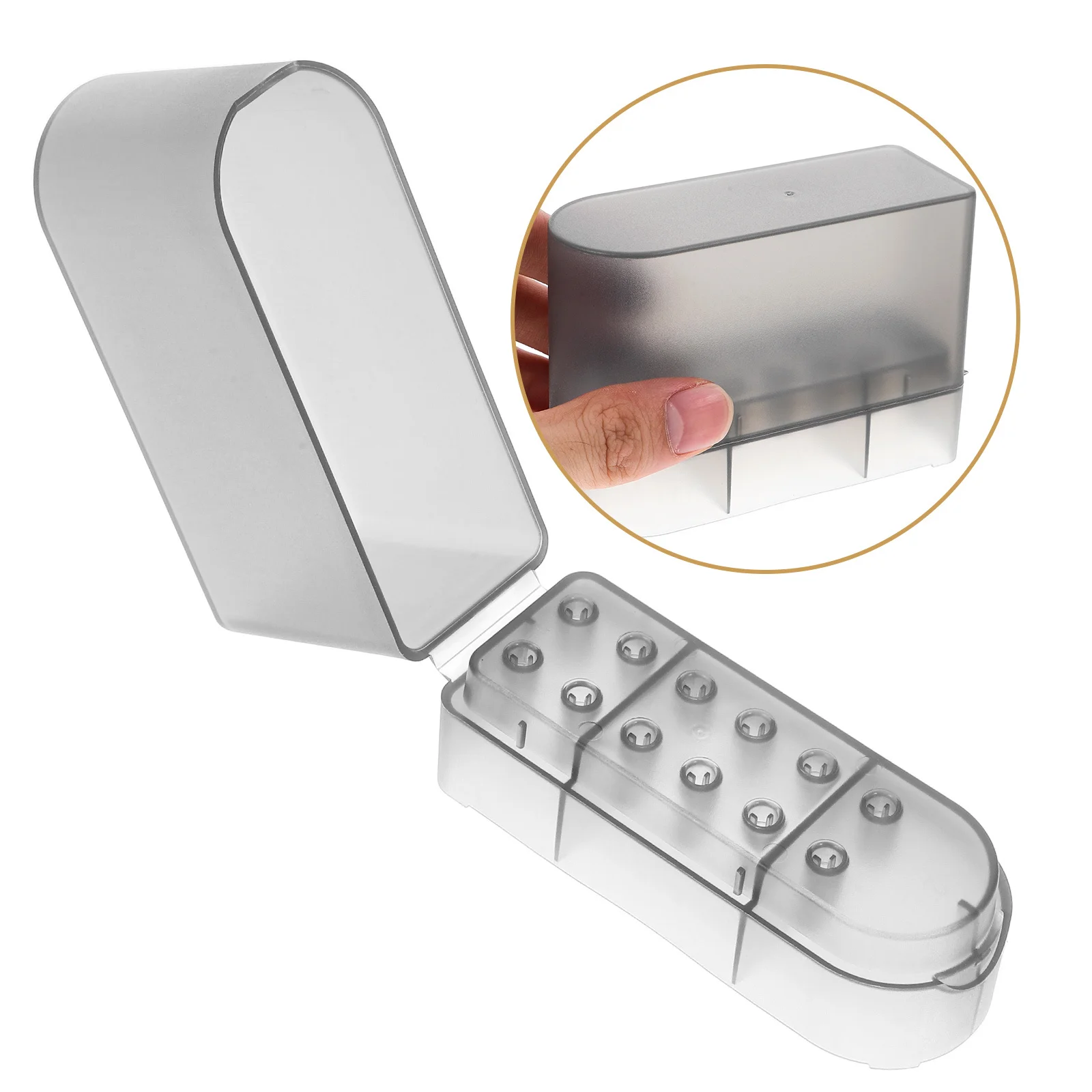 Estuche para cabezales de pulido de uñas, brocas de plástico resistentes para uñas, agujeros organizadores para salón en casa, herramientas de pulido de manicura