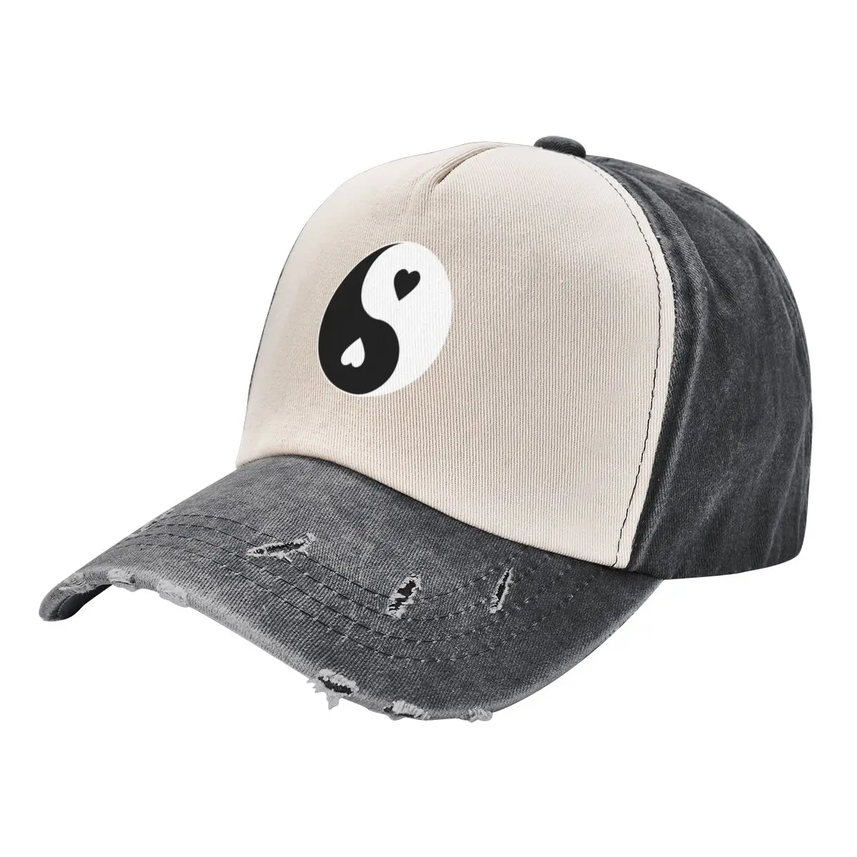 

yin yang heart symbol Baseball Cap Golf Cap Sunscreen Rugby Mens Hats Women's