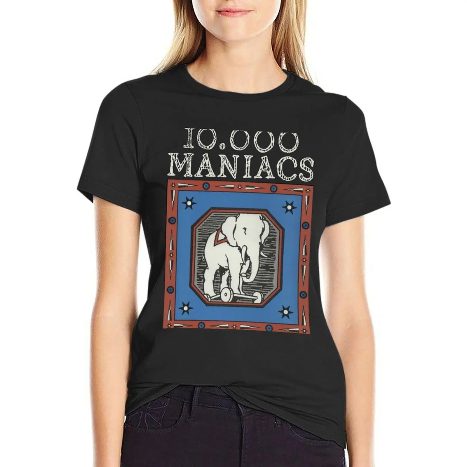 10,000 MANIACS BAND T-Shirt shirts graphic tees anime clothes aesthetic clothes heavyweights Women's cotton t-shirt