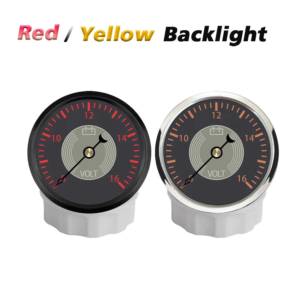 Rhaxel 52mm Voltmeter 8-16V Voltage Gauge Meter with Backlight for Cars Motorcycle Trucks Vessels