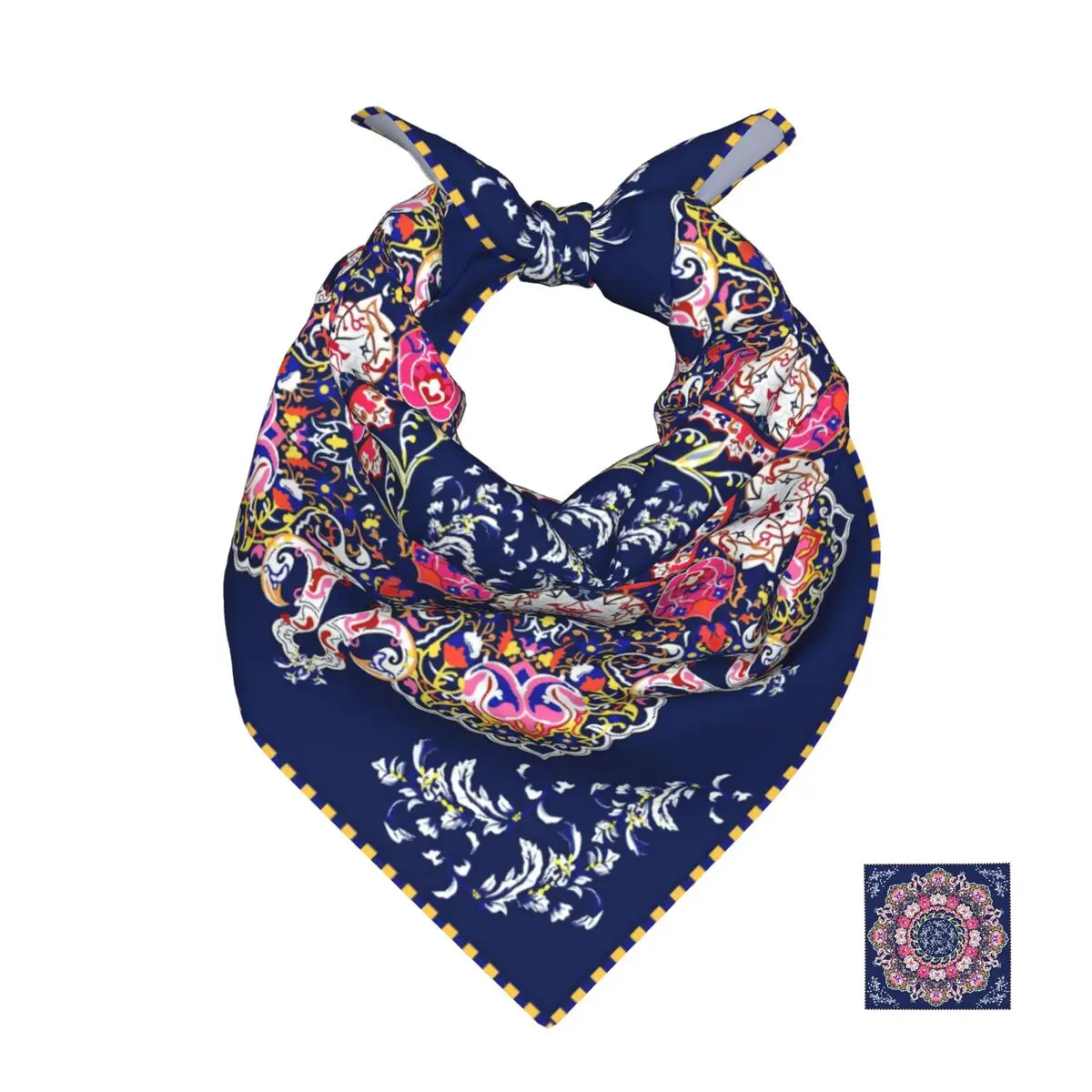 

50cm*50cm Colorful Floral Yellow Pink Scarf Head Hair Shawl Women Designer Scarfs Square Headband