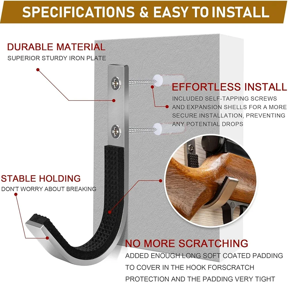 رف بندقية أفقي جدار جبل J-هوك بندقية بندقية الرماية القوس الشماعات السنانير مع الحشو الناعم الصيد الملحقات