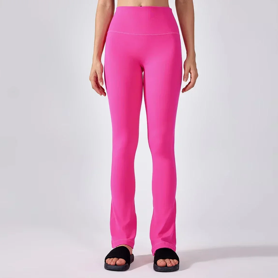 بنطلون نسائي عالي الخصر بجرس يوجا مع نعومة الزبدة ولا يوجد خط على شكل حرف T لرفع الأرداف وطماق اللياقة البدنية الممتدة