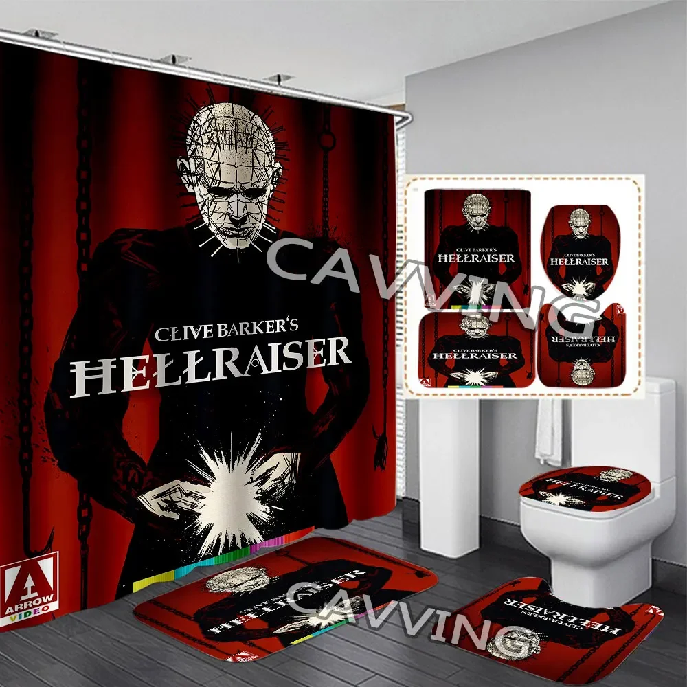 hellraiser 3D Printed Shower Curtain Waterproof Bathroom Curtain Anti-slip Bath Mat Set Toilet Rugs Carpet   R01