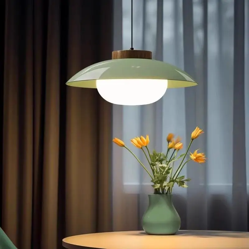 

Scandinavian Minimalist Cream UFO Pendant Light Retro Mid Century for Cafe Dining Room Bar Lighting