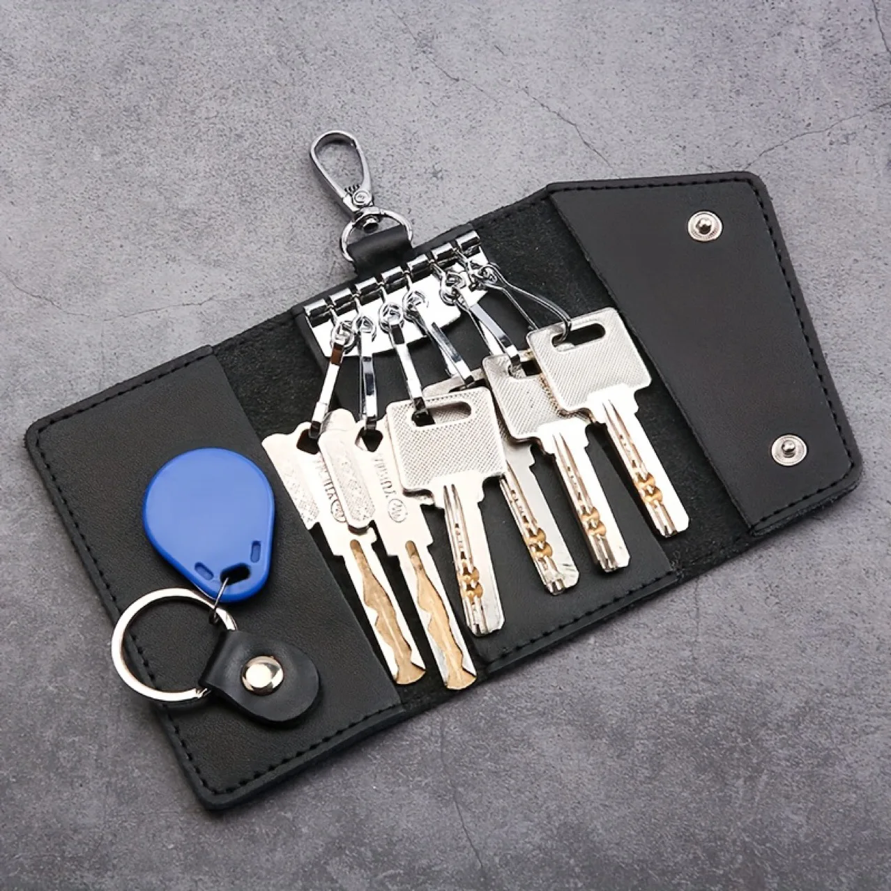 Key Holder Leather Pouch - Portachiavi in Vera Pelle da Uomo,