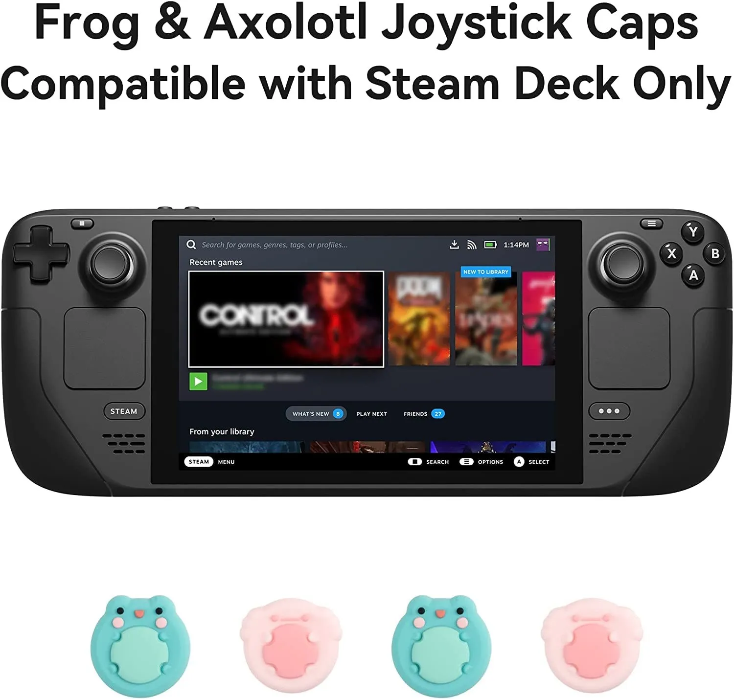 GeekShare-Tapas de agarre de pulgar para cubierta de vapor, cubierta de Joystick Axolotl de rana bonita, tapas de palo de pulgar, corazón de crema, silicona, 4 piezas, tema Animal