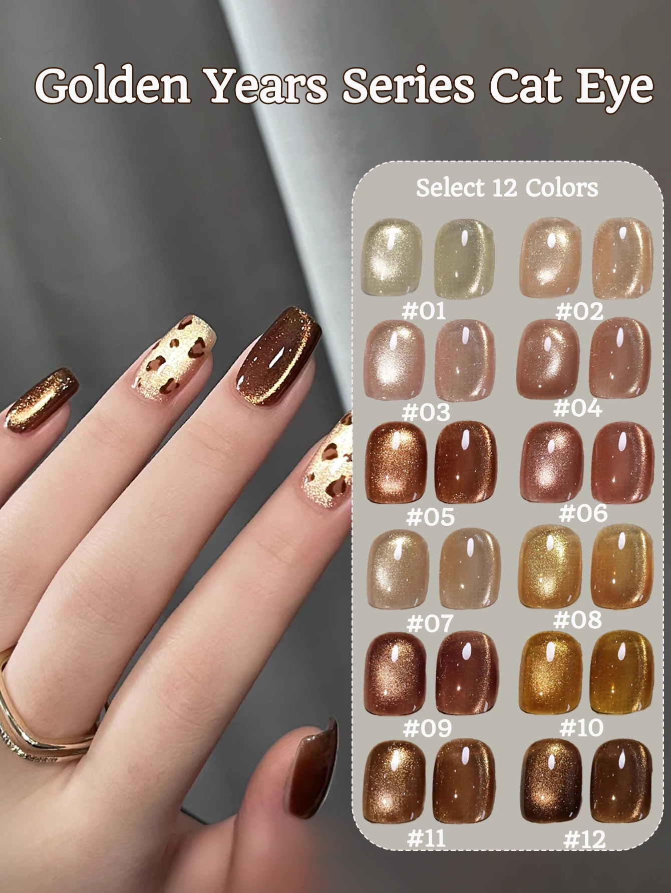 1pcs ZH 2026 Autumn New Whitening Golden Years Cat Eye Gel Nail Polish Super Glitter Meilad Cat Eye Nail Art Nail Supplies