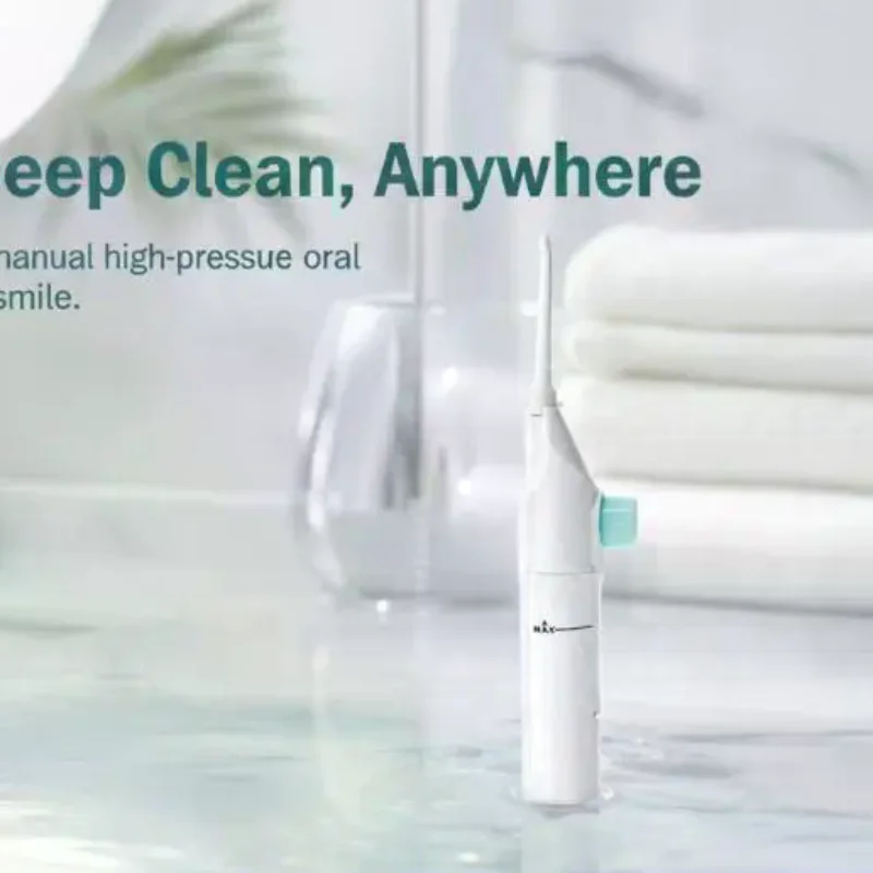 Handheld Manual Oral Irrigator Water Flosser Reusable Deep Clean Plaque Stains for Travel Home Oral Hygiene