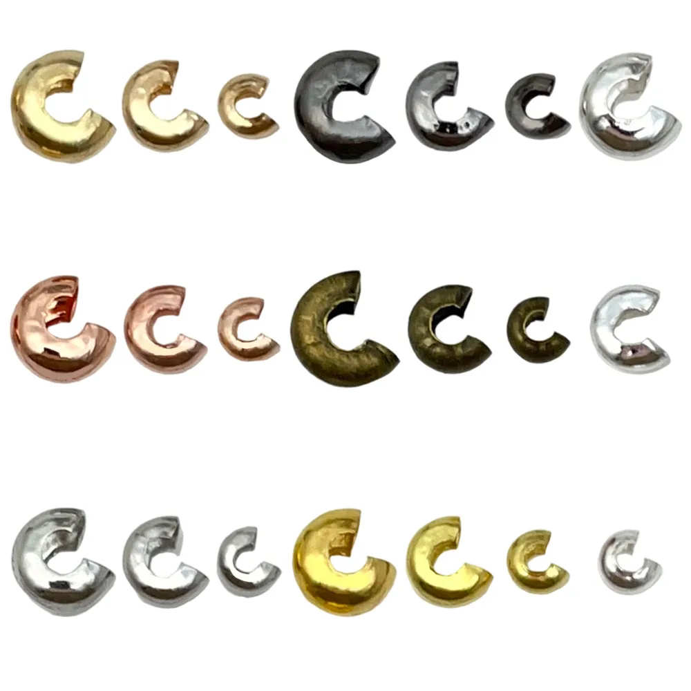 100pcs Multicolor C‑Shape Metal Wire Protector Crimp Cover Beads For Handmade Necklace Bracelet Cord DIY Jewelry Accessories