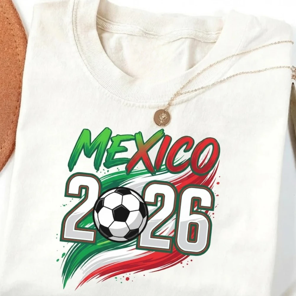 2026 Mexico Soccer Ball Graphic Printed Shirts Football Fans Gift Shirt Fashionable Casual Summer Men Women Tshirt Mexico Tops