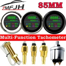 Tacómetro LCD multifunción 6 en 1, medidor de combustible, temperatura del agua, presión del aceite, Sensor de 0-10 bares para barco, coche y motocicleta, 85mm, nuevo