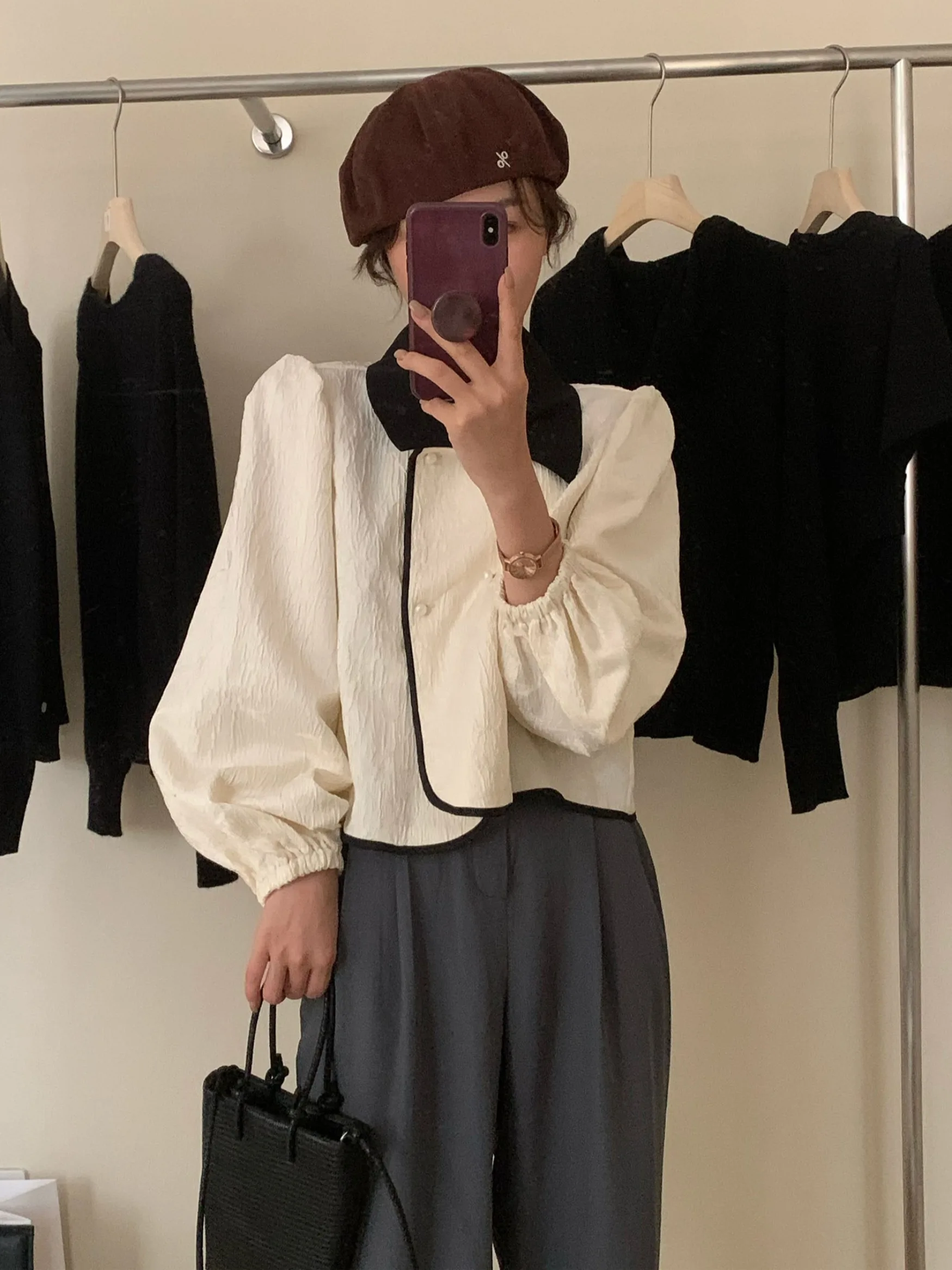 

Женская шикарная блузка на одной пуговице в стиле ретро с дизайном irt, шикарная блузка на одной пуговице для начальной осенней одежды