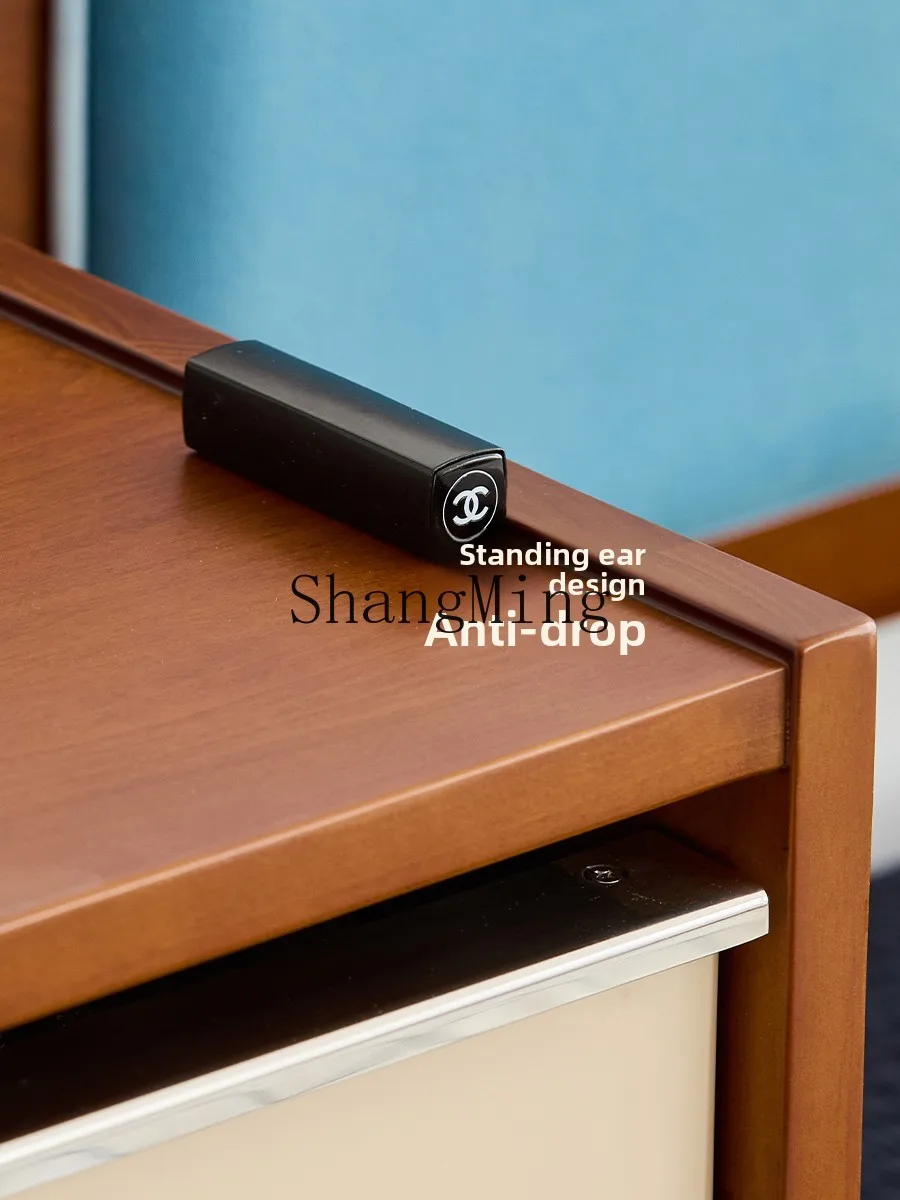 خزانة صدر من الخشب الصلب HJ، خزانة تخزين متكاملة لشقة صغيرة وغرفة نوم رئيسية وطاولة بجانب السرير العتيقة ومرآة طاولة مكياج #5