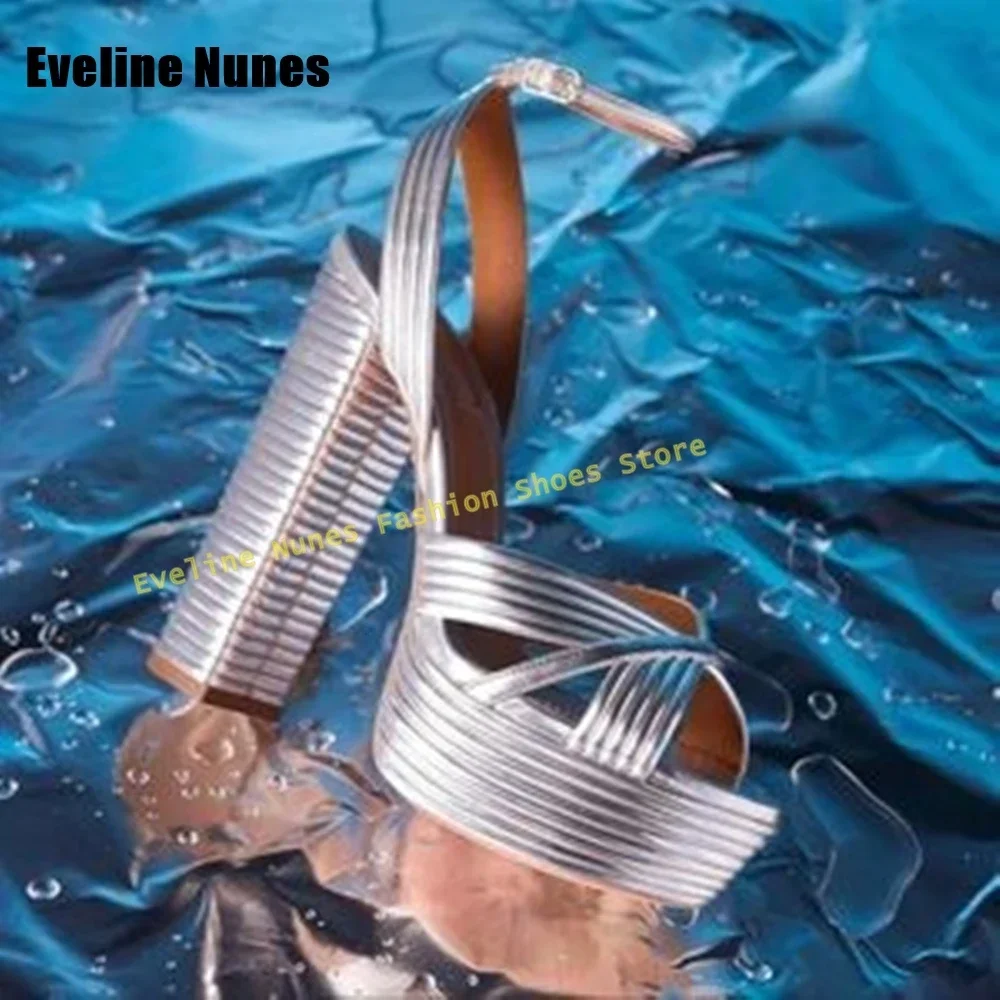 Golden Metallic Block Heel Sandals for Women Trend Peep Toe Ankle Strap Platform Slingback Zapatos Mujer Multi Color Party Shoes