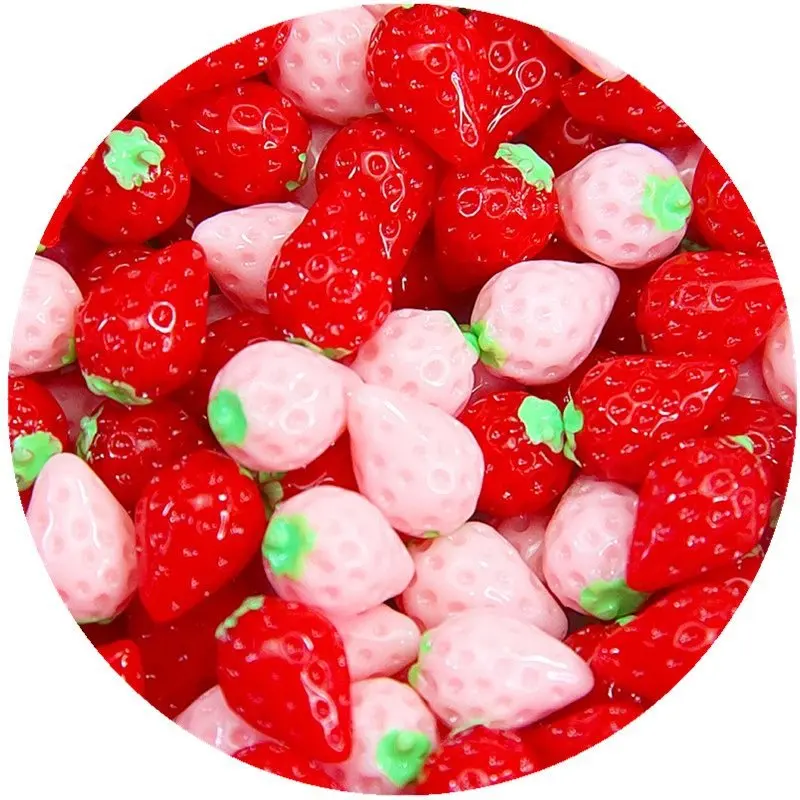 10pcs DIY Resin Charms Slime Supplies Additions Decor For Slime All Filler Cute Strawberry Phone Case Accessories Craft Ornament
