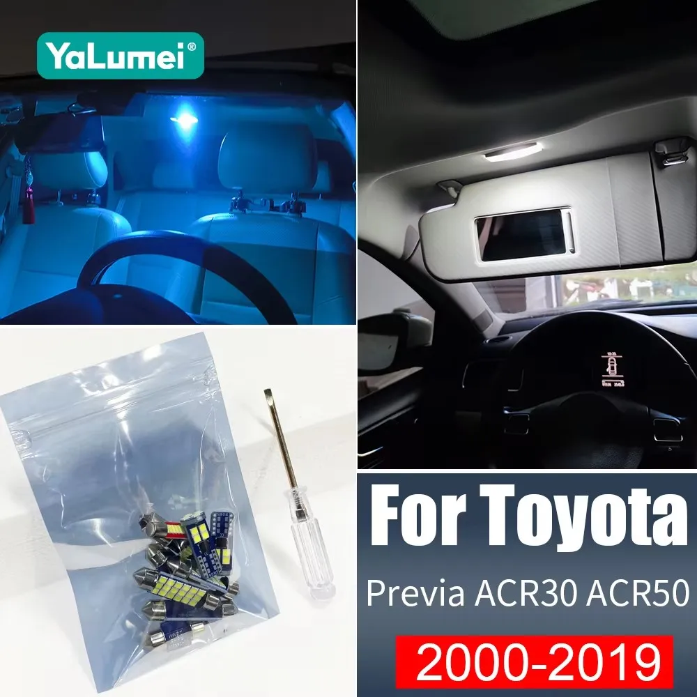 

Для Toyota Previa Estima ACR30 ACR50 2000-2016 2017 2018 2019: Комплект из 9 светодиодных ламп для салона, освещения дверей и багажника