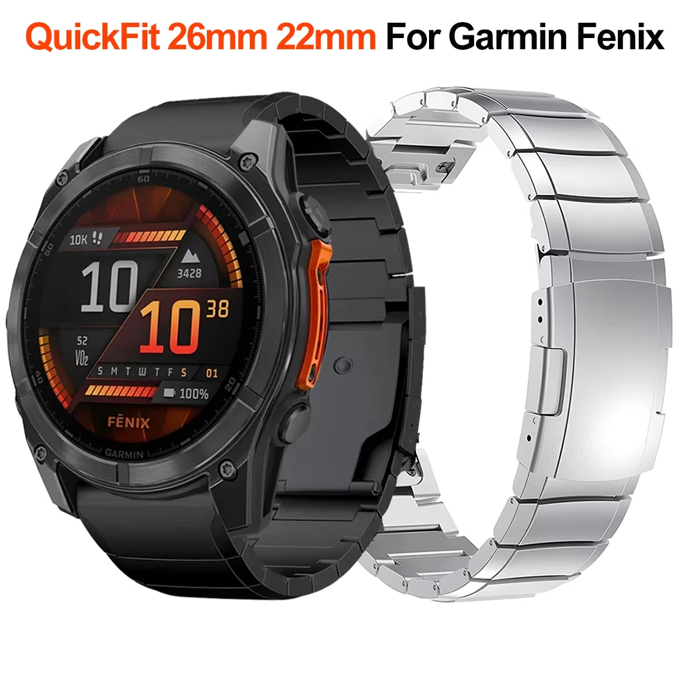 QuickFit 26mm 22mm Titanium Strap For Garmin Fenix 8 E 47mm 51mm 7 7X 6 6X 5 5X Plus/Epix Pro/Tactix/MARQ Metal Watch Band