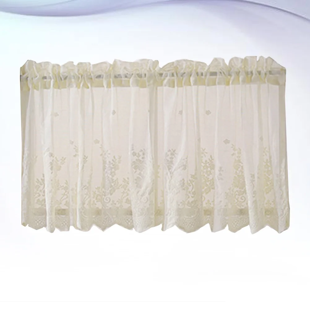 

137x61cm Short Curtain for Window Half Lace Panel Kitchen Bathroom Bedroom Decor Light Diffusing Airy Elegant Beige Polyester