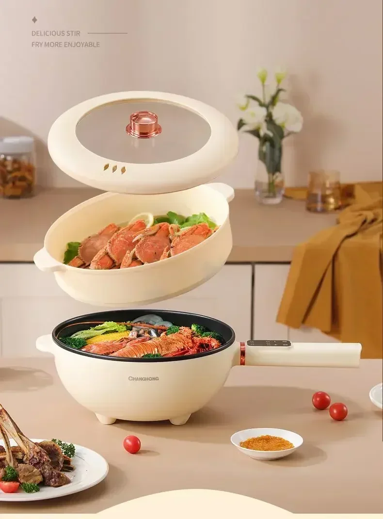 Multifunction Electric Cooking Pot - Household, Stir-Fry, High-Power, Fry, Steam, Hot Pot.