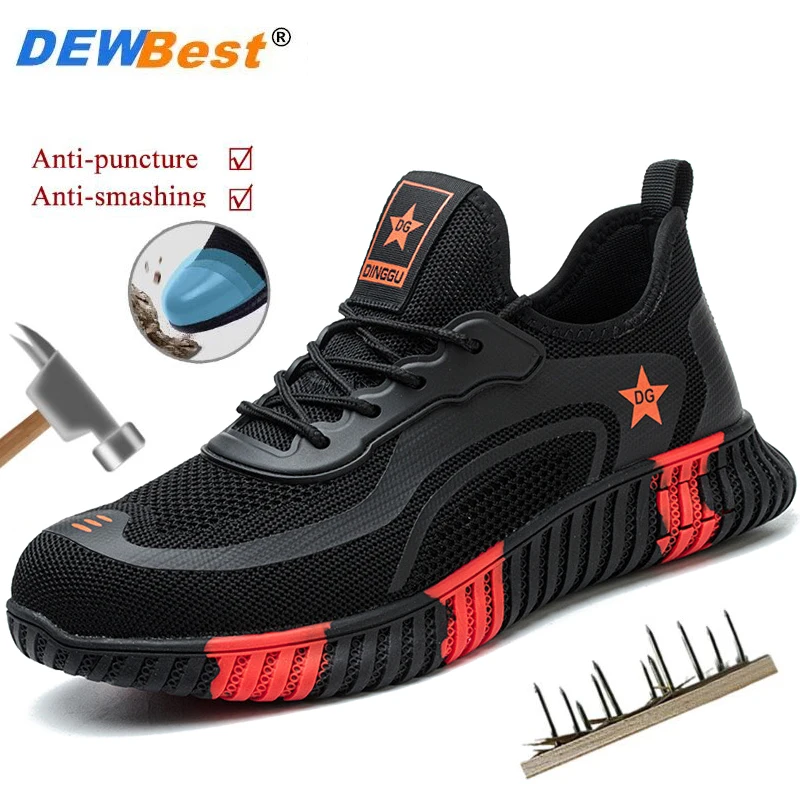 Men's breathable, anti-smashing, anti-puncture, lightweight, breathable work shoes, steel toe toe, safety protective shoes