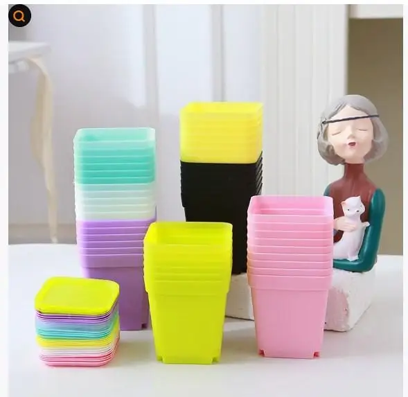 24 Pcs Candy Color Seedling Pots Rectangular Lightweight Space Saving Indoor Plants Flower Pot Gardening Tools Reusable Easy