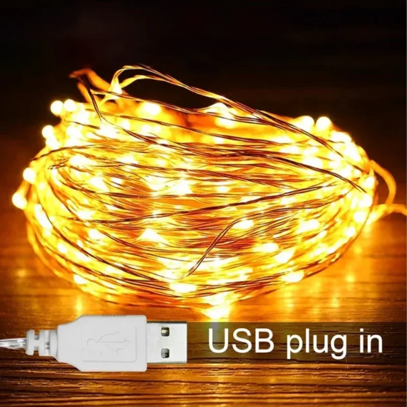 

50/100LEDs USB LED Copper Wire String Fairy Light 8 Modes Waterproof String Lights for Christmas Wedding Garland Decorations