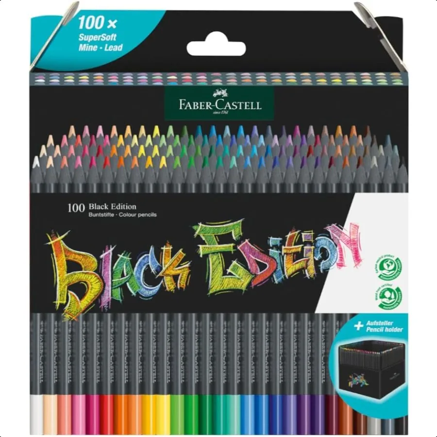 

Black Edition Colour Pencils Cardboard Wallet of 100