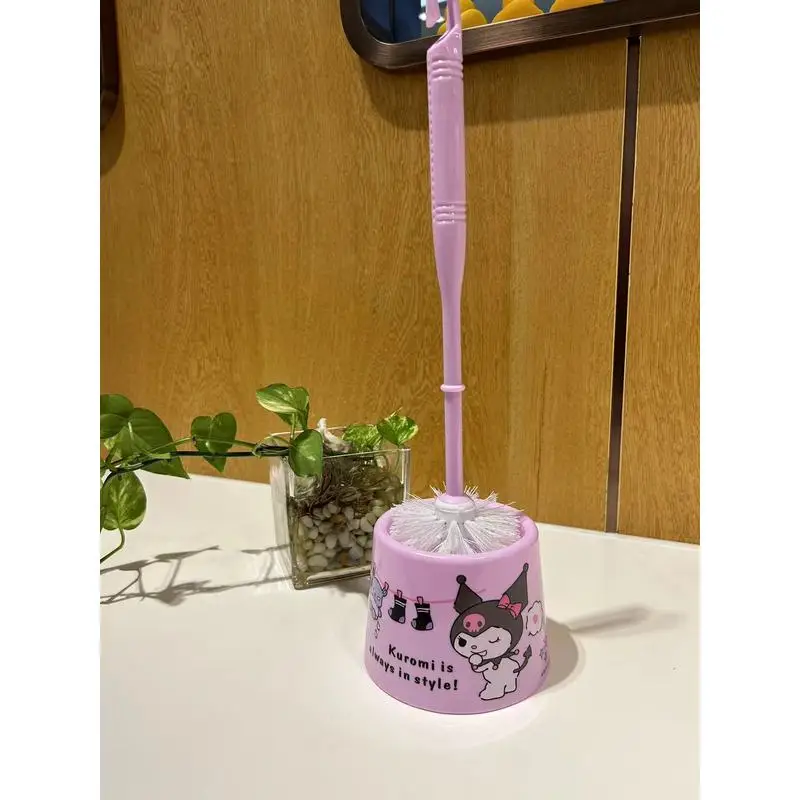 Hello Kitty Toilet Brush Bathroom Cleaning Tool Cute Cartoon Toilet Bowl Brush Set Long Handle Scrubber Wall Mounted Home WC Cle view 2