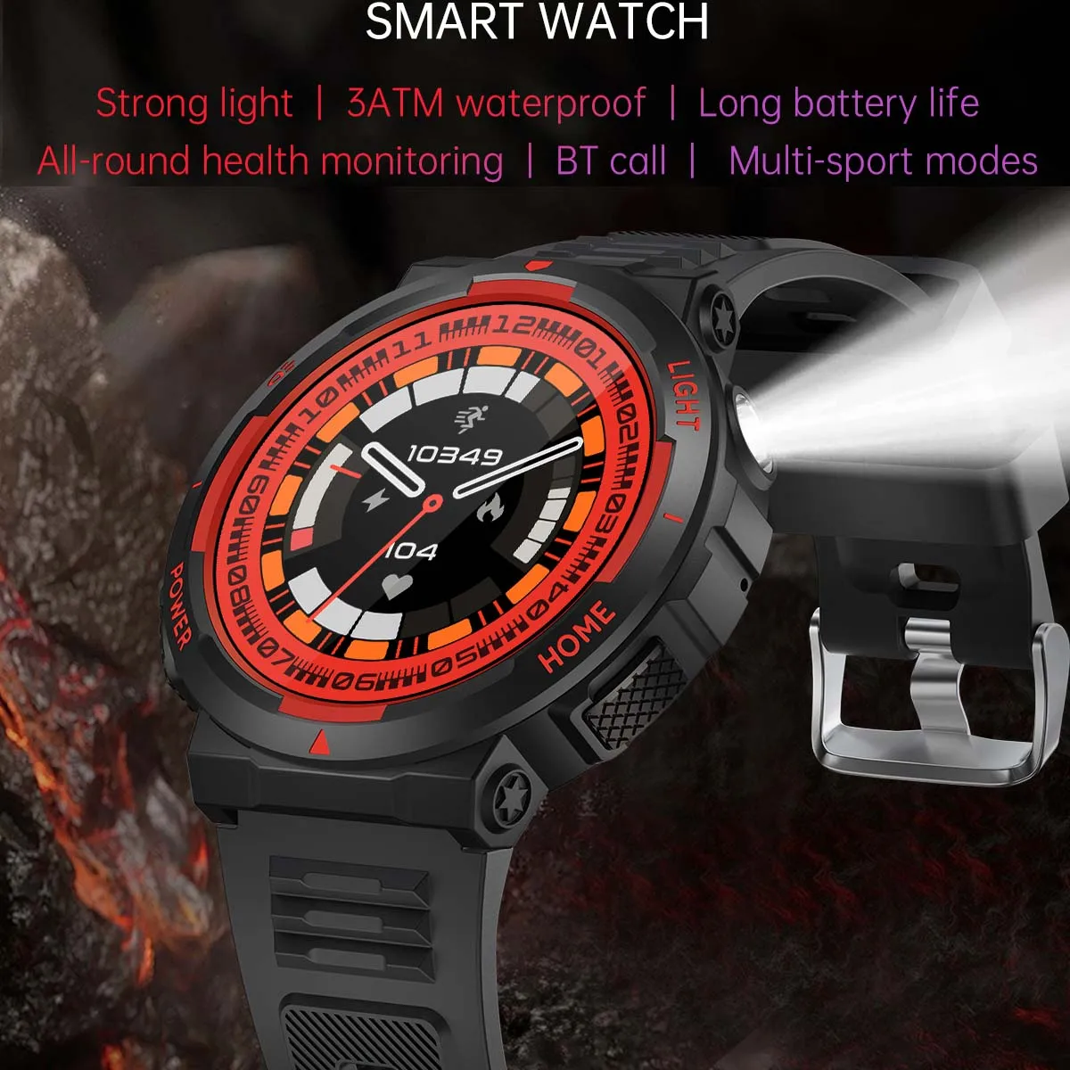 New For Huawei Xiaomi IP68 3ATM Waterproof Men Smart Watch Bluetooth Call LED Lighting 400mAh GPS Track Compass Smart Watch 2024