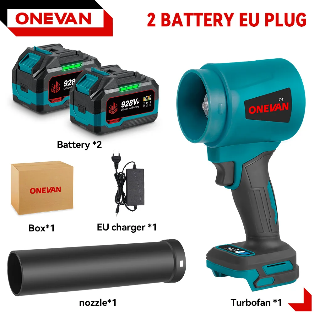 ONEVAN 400 M/S 4000 W High Power Borstelloze Turbo Blower Fan Elektrische Luchtblazer Jet Fan Sneeuwblad stof Tool Voor Makita Batterij Pin