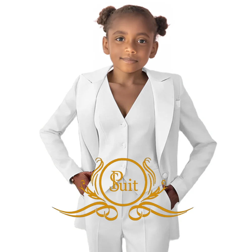 Girls' Suit Three Pieces Jacket+Pants+Vest New Fashion High Quality Elegant Slim Fit Formal Occasion Children's Set