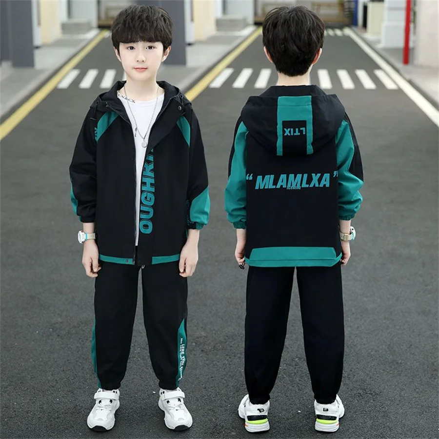 2023 Boy Sweater Hoodies Children Tracksuit Spring Autum 2 Pieces Boy Teenager Clothes Set 6 7 8 9 10 11 12 Year Old