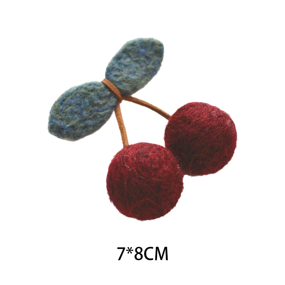 1 Piece 7*8 CM New Handmade Felted Wool Delicate Cherry Brooch Dress Sweaters Perfect Match Single Product
