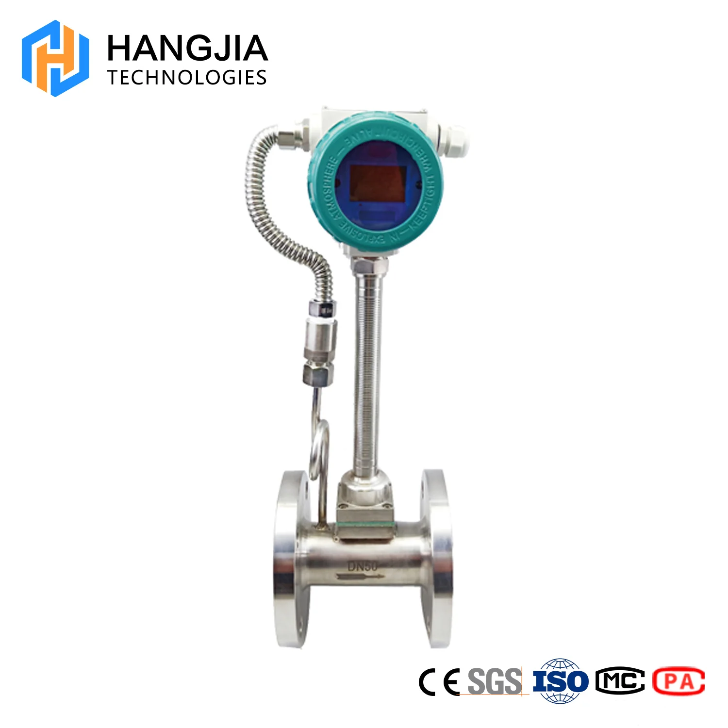 High quality vortex flowmeter water gas liquid flow meter LCD display