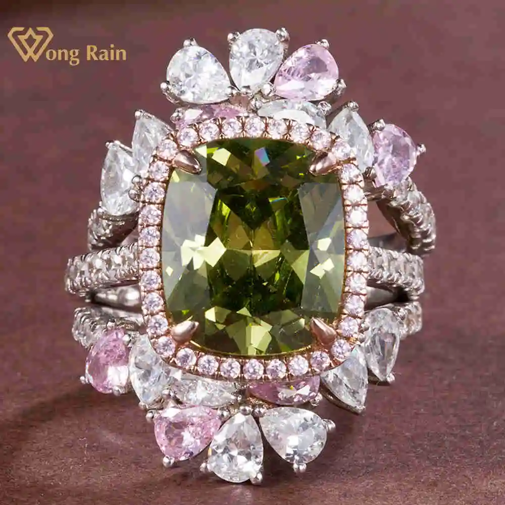

Wong Rain Sparkling 925 Sterling Silver Crushed Ice Cut Lab Sapphire High Carbon Diamond Gems Cocktail Women Rings Fine Jewelry