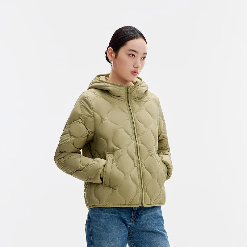 Chericom Women's Casual Light Hooded Down Jacket Slim Fit Quilted Puffer Coat Winter Warm Short Coat Y309008Y