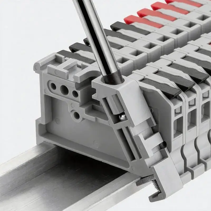 

DIN Rail EW/35 DIN Rail End Stopper Bracket 35mm, Terminal Block End Cover White