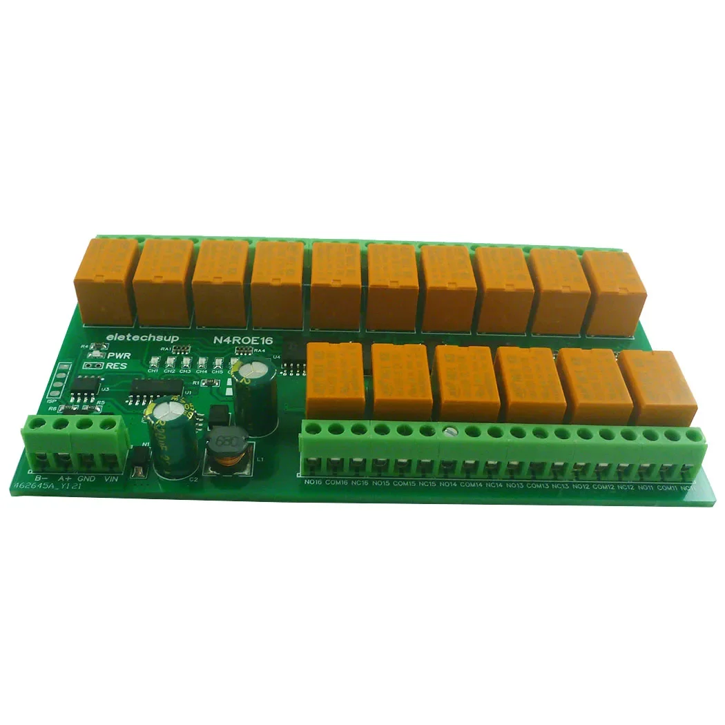 16 Channel Modbus RTU Relay Module DC12V 24V Serial Port Control Board for PLC HMI Smart Home Automation