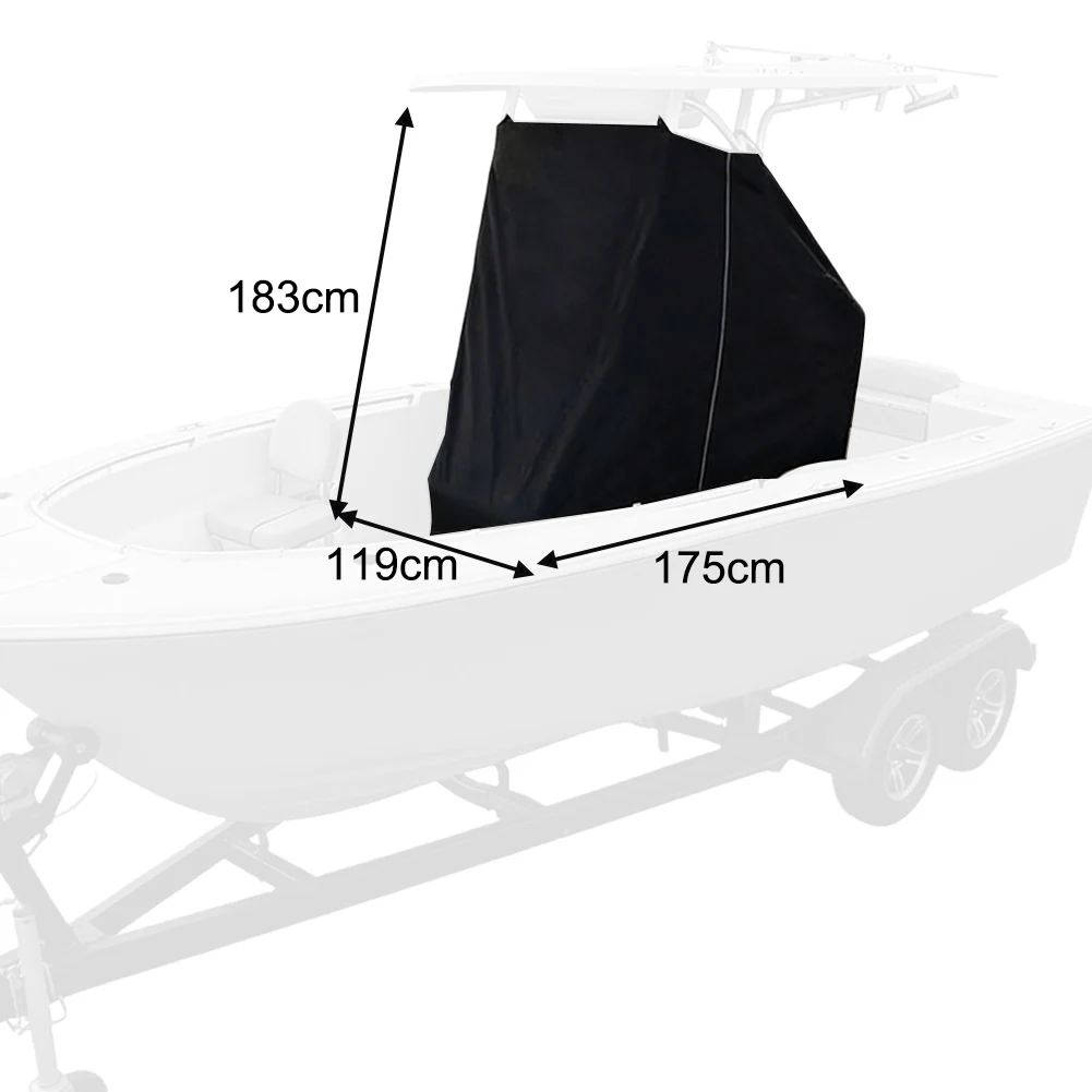 Marine Grade T Top Console Cover for Boat 210D Waterproof Fabric UV Resistant All Season Use Elasticized Secure Fit Black