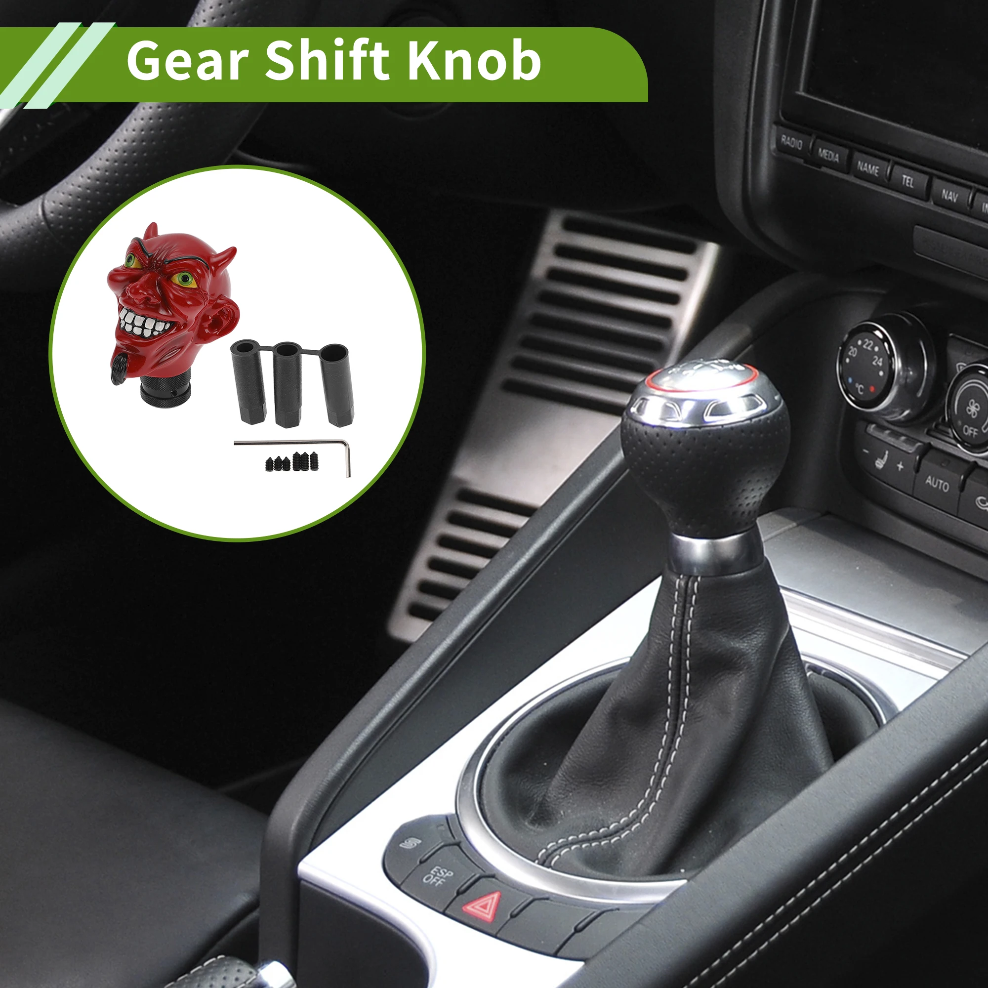 Uxcell 8.7cm Devil Red Skull Shift Knob Universal Gear Shifter Knob Resin Stick Shifter Lever Knob for Vehicle Parts - view 2